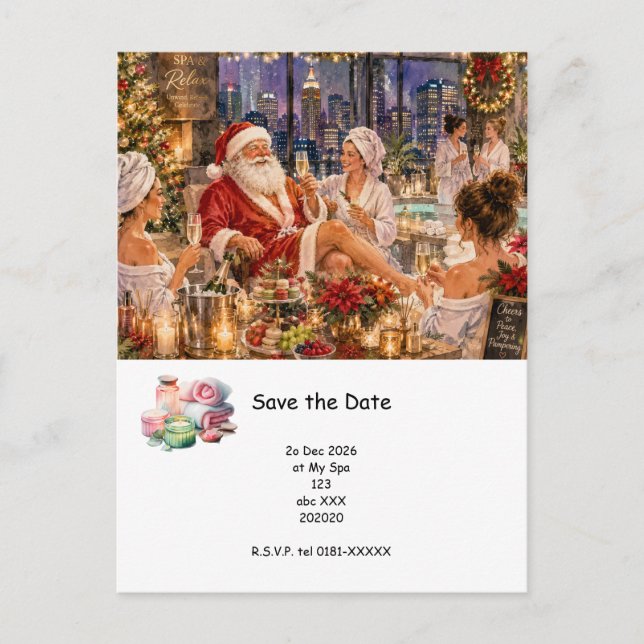 Christmas Spa Party Invitation Postcard (Front)
