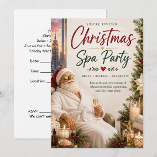 Christmas Spa Party Invitation with Santa Claus