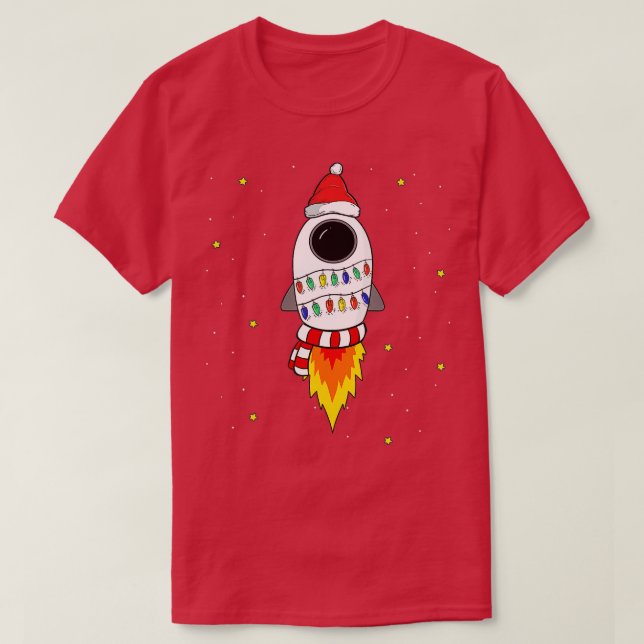 Christmas Space Rocket  Santa Space hemed Gift  T-Shirt (Design Front)