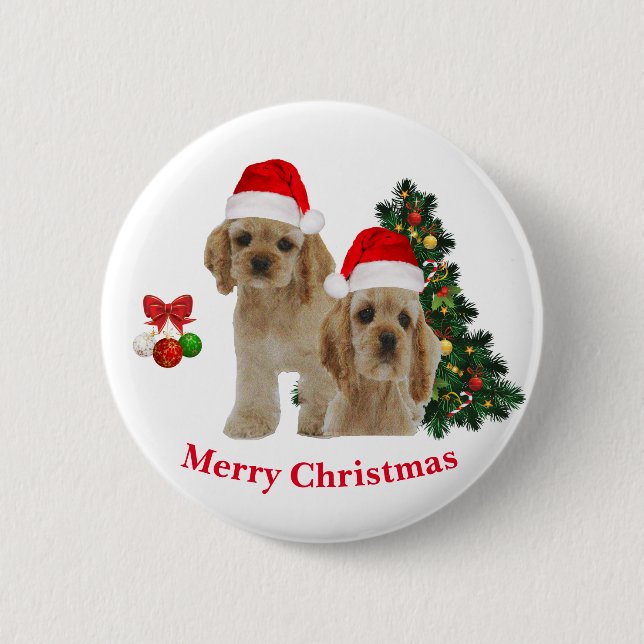 Christmas Spaniel Cocker 6 Cm Round Badge (Front)