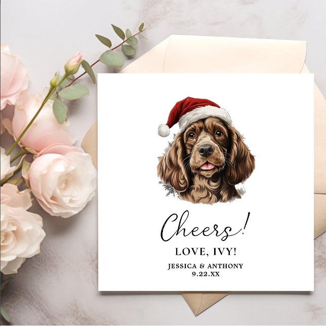 Christmas Spaniel Dog Personalised Cheers Napkin (Creator Uploaded)