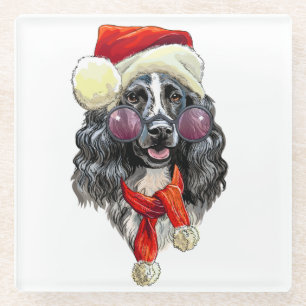 Christmas spaniel dog throw pillow glass coaster