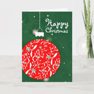 Christmas sparkle large bauble red/green card