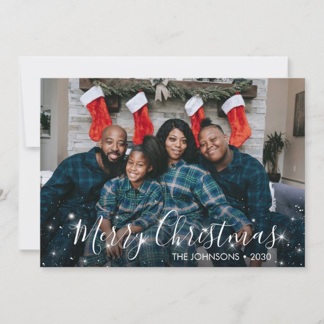 Christmas Sparkle Photo Holiday Card (Front)