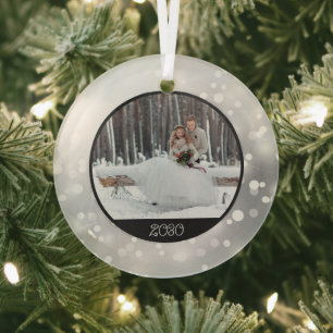 Christmas Sparkle Photo & Year Keepsake Glass Tree Decoration