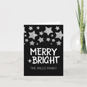 Christmas Sparkle Stars Merry bright Family name Card