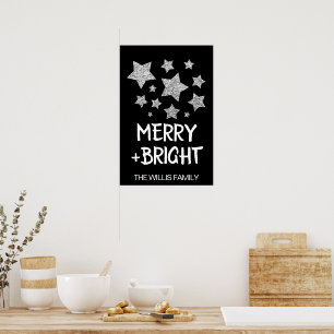 Christmas Sparkle Stars Merry bright Family name  Poster