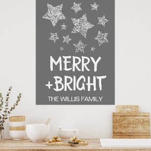 Christmas Sparkle Stars Merry bright Family name Poster