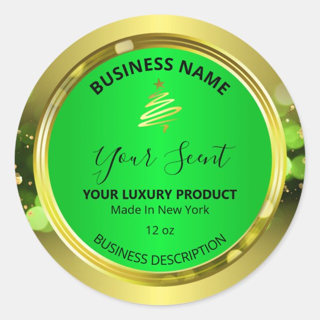 Christmas Sparkles Gold Green Product Labels (Front)