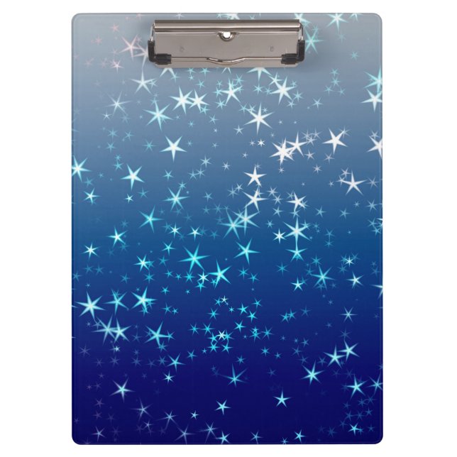 Christmas Sparkles Stars Blue Sky Clipboard (Front)