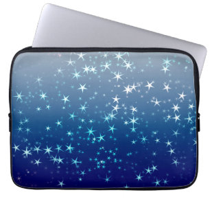 Christmas Sparkles Stars Blue Sky Laptop Sleeve