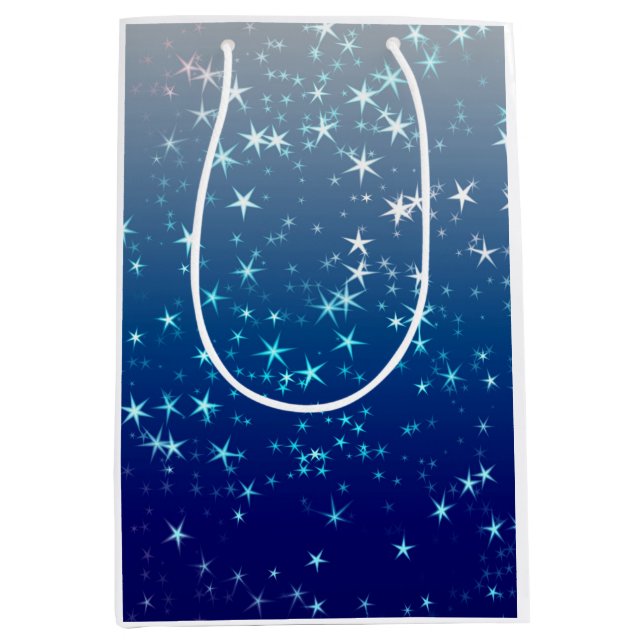 Christmas Sparkles Stars Blue Sky Medium Gift Bag (Front)