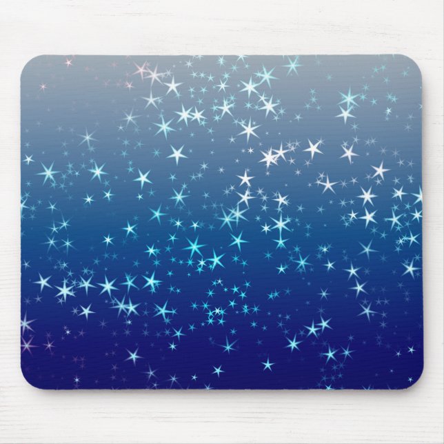 Christmas Sparkles Stars Blue Sky Mouse Pad (Front)