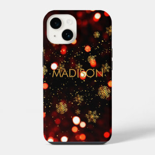 Christmas Sparkling Bokeh Lights Winter Snowflakes iPhone 14 Case