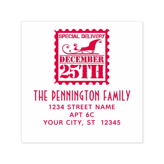 Christmas Special Delivery Name Return Address Self-inking Stamp (Design)