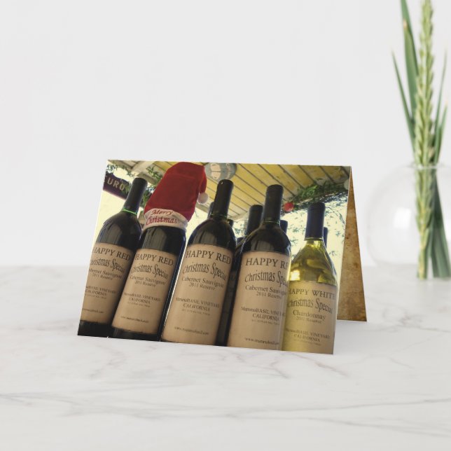 Christmas Special Wine Greeting Card! Holiday Card (Front)