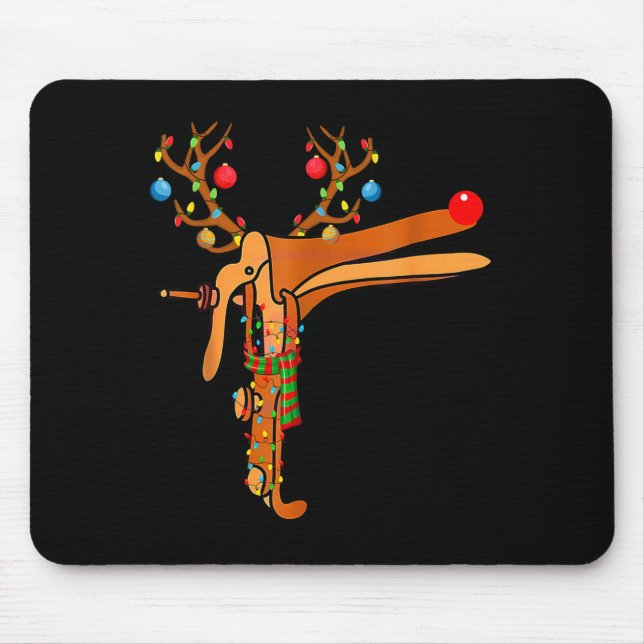 Christmas Speculum Reindeer Funny Xmas Nurse Midwi Mouse Pad (Front)