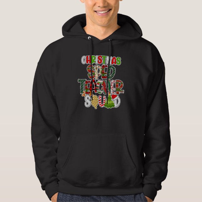 Christmas Sped Teacher Squad Red Plaid Teacher Hoodie (Front)