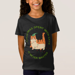 Christmas spent with Cats is never waster Cat Love T-Shirt