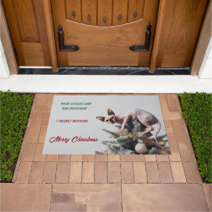 Christmas Sphynx Cat Doormat