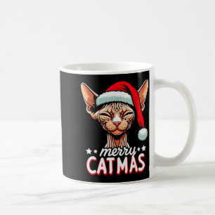 Christmas Sphynx Cat Merry Catmas Santa Hat Xmas  Coffee Mug