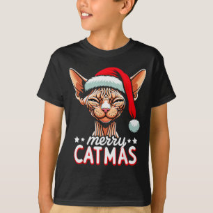 Christmas Sphynx Cat Merry Catmas Santa Hat Xmas T-Shirt