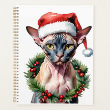Christmas Sphynx cat Watercolor