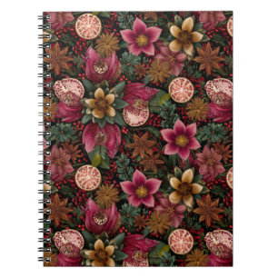 Christmas Spice & Floral Botanical Pattern Notebook