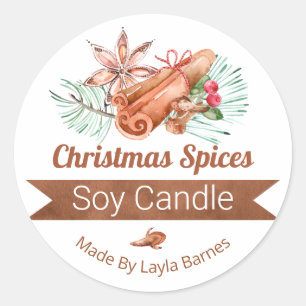 Christmas Spices Scented Soy Candle Labels