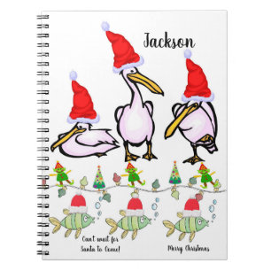 Christmas Spiral Notebook Pelicans
