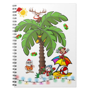Christmas Spiral Notebook Santa Claus Beach Bum 