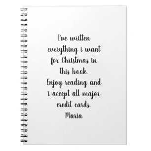 Christmas Spiral Notebook written everything wish