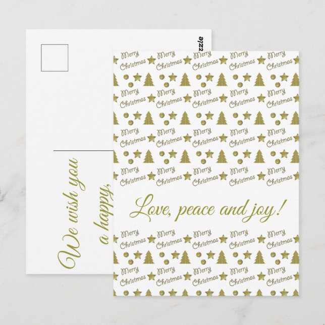 Christmas spirit - golden stars, Christmas trees Postcard (Front/Back)