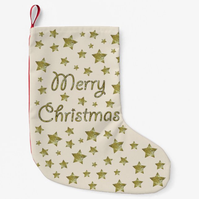 Christmas spirit - golden stars small christmas stocking (Front)
