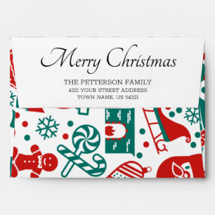 Christmas Spirit Green and Red Pattern Envelope
