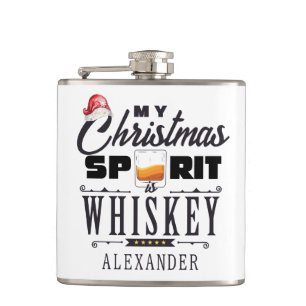Christmas Spirit Is Whiskey Bourbon Xmas Gift Hip Flask