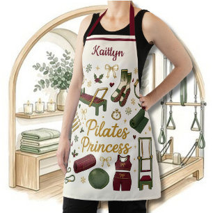 Christmas Spirit Pilates Princess Workout Name Apron