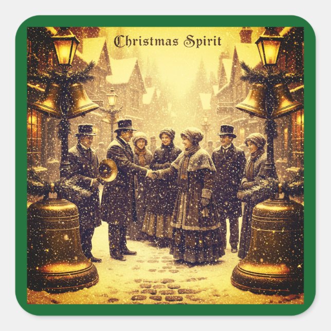 CHRISTMAS SPIRIT TRADITIONAL DESIGN SQUARE STICKER (Front)