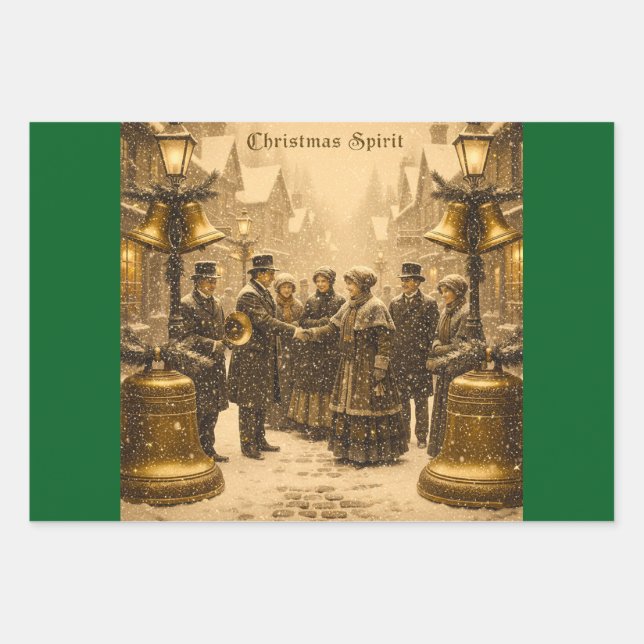 CHRISTMAS SPIRIT TRADITIONAL DESIGN WRAPPING PAPER SHEET (Front)