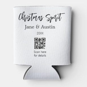 Christmas Spirit wedding couple name QR scan date Can Cooler