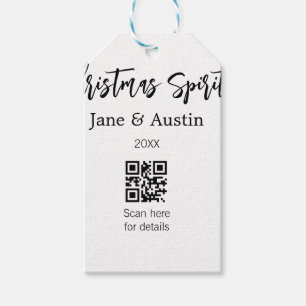Christmas Spirit wedding couple name QR scan date Gift Tags