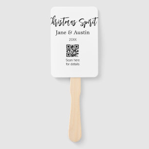 Christmas Spirit wedding couple name QR scan date Hand Fan
