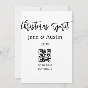 Christmas Spirit wedding couple name QR scan date Invitation