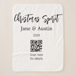 Christmas Spirit wedding couple name QR scan date Sherpa Blanket