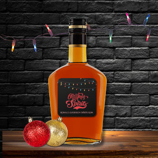 Christmas Spirits Custom Name Holiday Lights Black Square Sticker