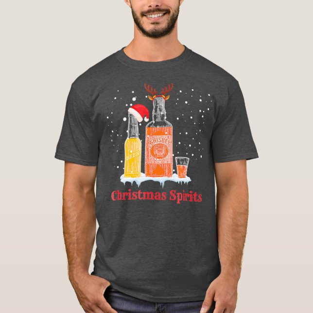Christmas Spirits Funny Drinking T-Shirt (Front)