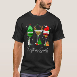 Christmas Spirits Funny Glasses Of Wine Family Mat T-Shirt