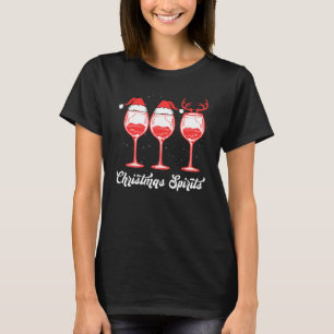 Christmas Spirits Glasses Of Wine Holiday T-Shirt