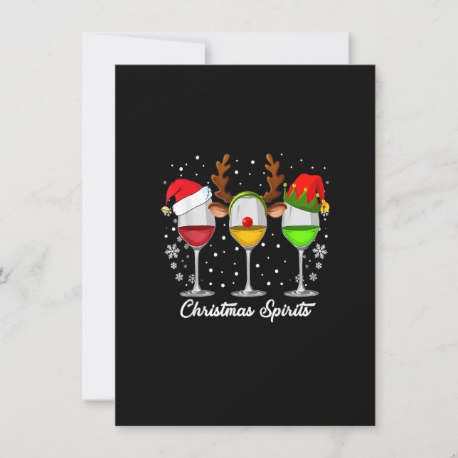 Christmas Spirits Glasses Of Wine Xmas Funny Holid Invitation (Front)