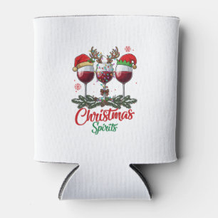 Christmas Spirits Wine Glasses Reindeer Antlers Pi Can Cooler